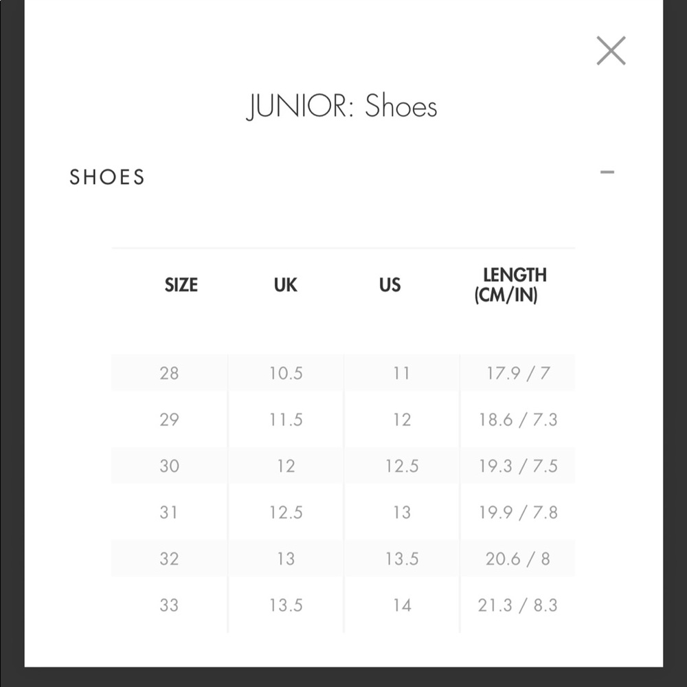 Kids Gucci shoe conversions